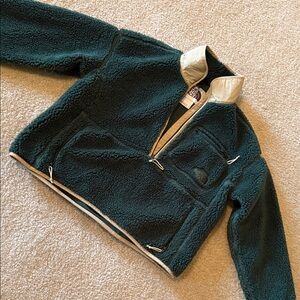 The North Face Green and Beige Fleece Pullover